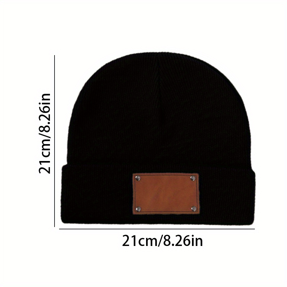 Custom Name Leather Label Knit - Beanie Cuffed Knit recension och pris